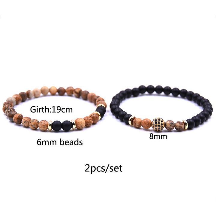 Bracciale da uomo con perline a due strati in cristallo naturale Olivenorma