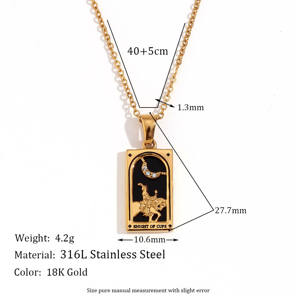Collana con tarocchi in acciaio inossidabile placcato oro 18k Olivenorma 