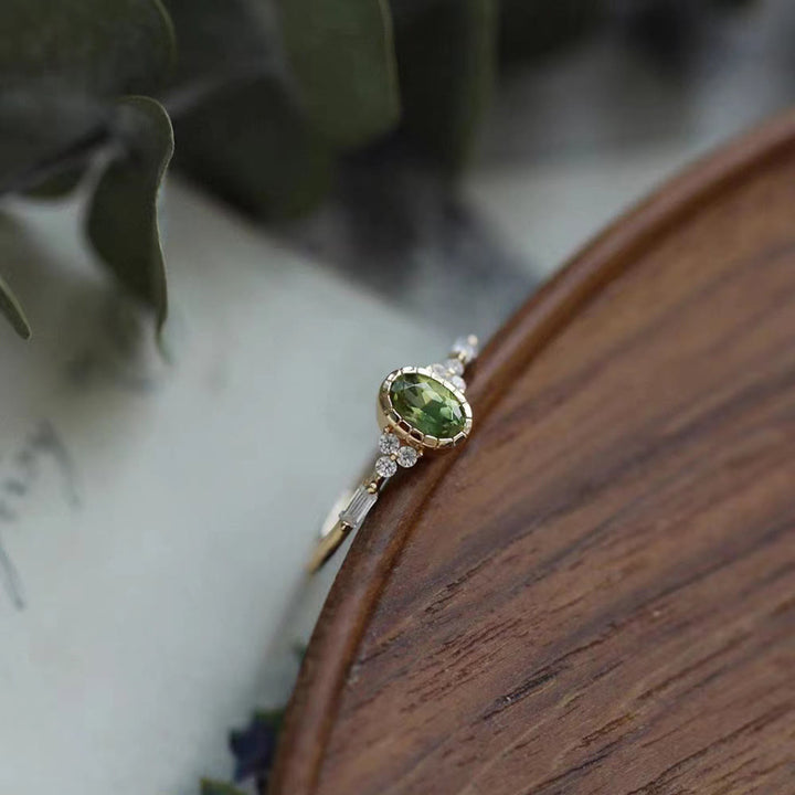 Anello vintage in oro 14K con peridoto naturale Olivenorma
