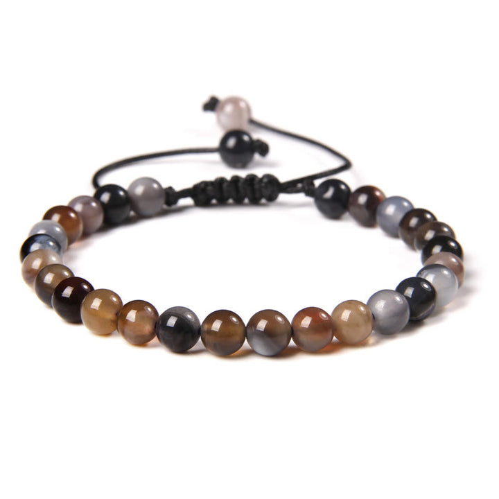 Bracciale intrecciato con perline di pietra naturale Olivenorma da 6 mm 
