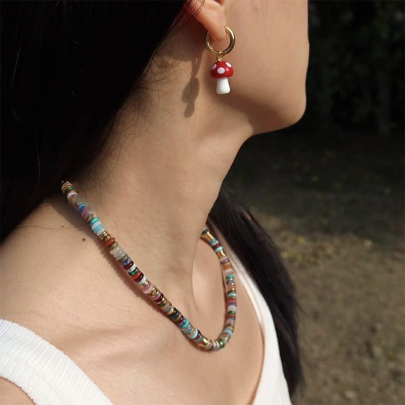 Olivenorma Boho Style Misto Cristallo Rotondo Perline Bracciale Collana Pietre Preziose