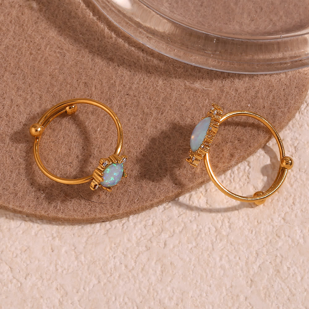 Anello regolabile Olivenorma Natural Opal Sun Heart 