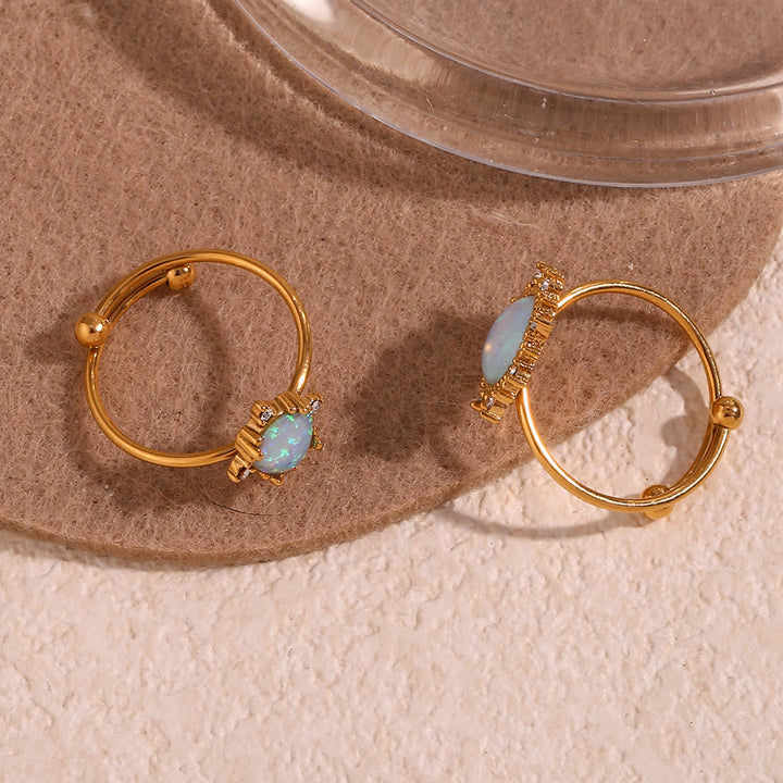 Anello regolabile Olivenorma Natural Opal Sun Heart 