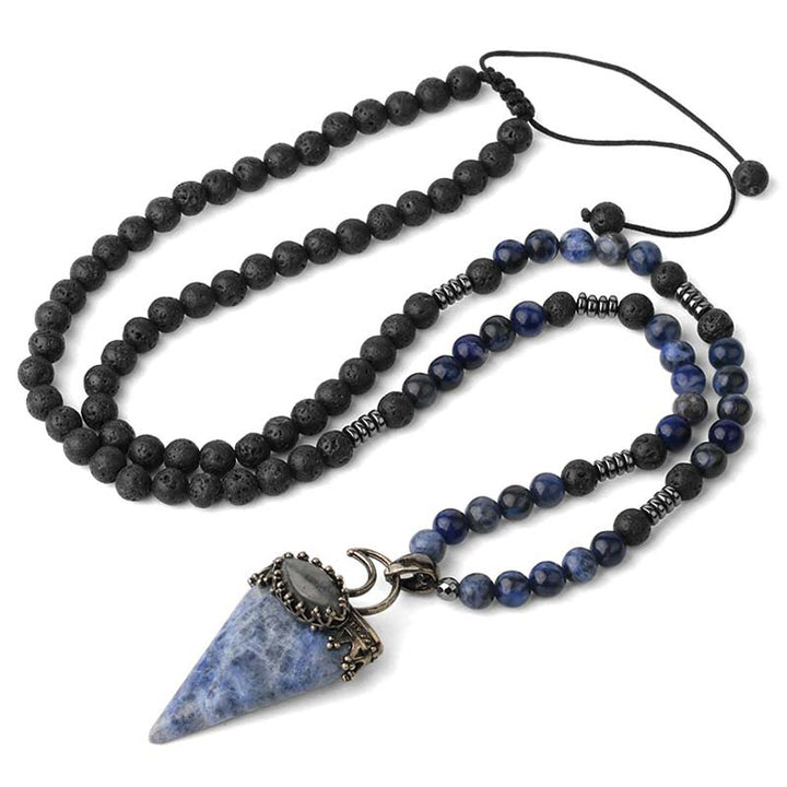 Collana di perline da meditazione prismatica in pietra naturale Olivenorma