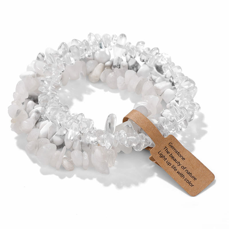 Bracciale Olivenorma a tre strati con ghiaia di cristallo irregolare naturale