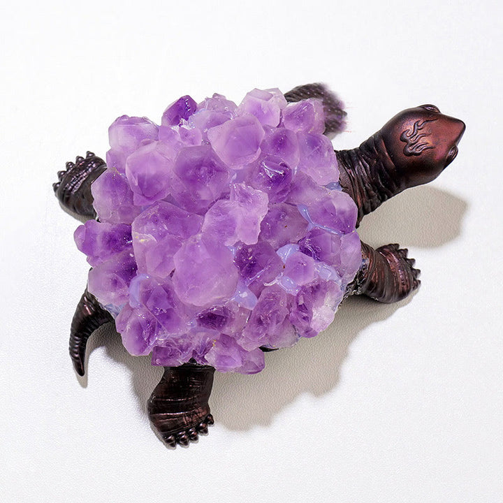 Olivenorma Natural Crystal Cluster Turtle Ornament Lampada Decorazione con pietre preziose