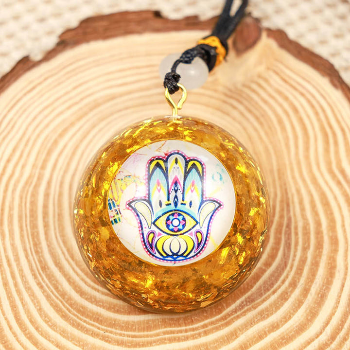 Collana Hamsa con citrino naturale curativo Olivenorma