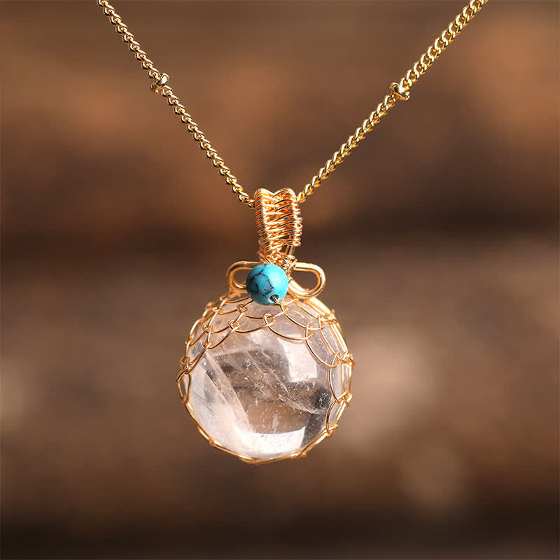 Collana con sfera di cristallo naturale delicato Olivenorma