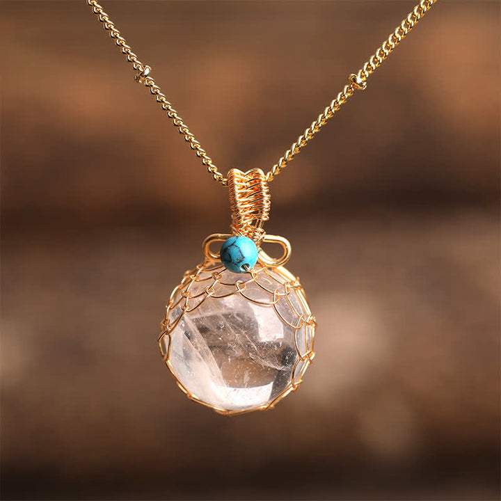 Collana con sfera di cristallo naturale delicato Olivenorma