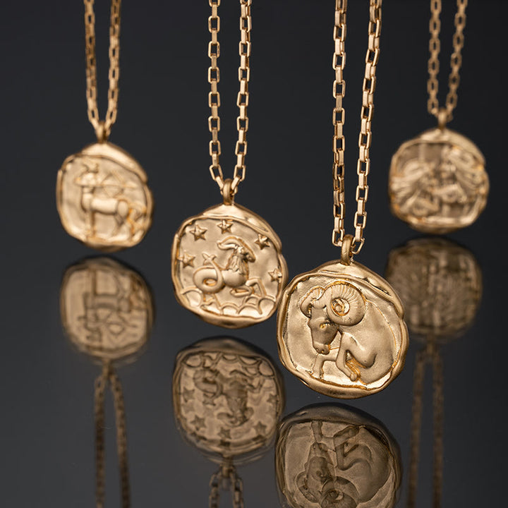 Collana Olivenorma Zodiac in acciaio al titanio placcato oro 18k
