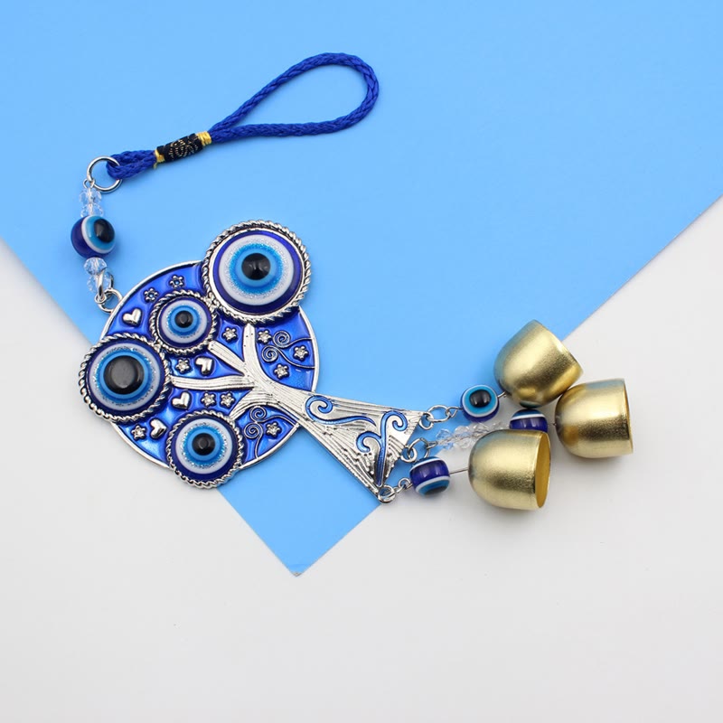Olivenorma Blue Evil Eye Albero della vita Windchime Decorazione da parete