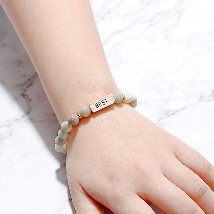 Olivenorma Natural Gemstone Best Friend Forever Set di 3 bracciali con incisione