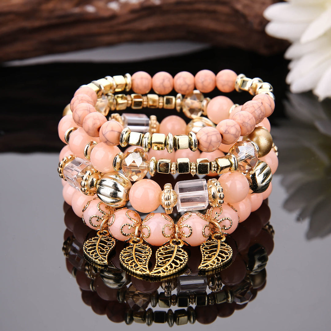 Olivenorma Bohemian Leaf Pendant Accessories Set di bracciali multistrato