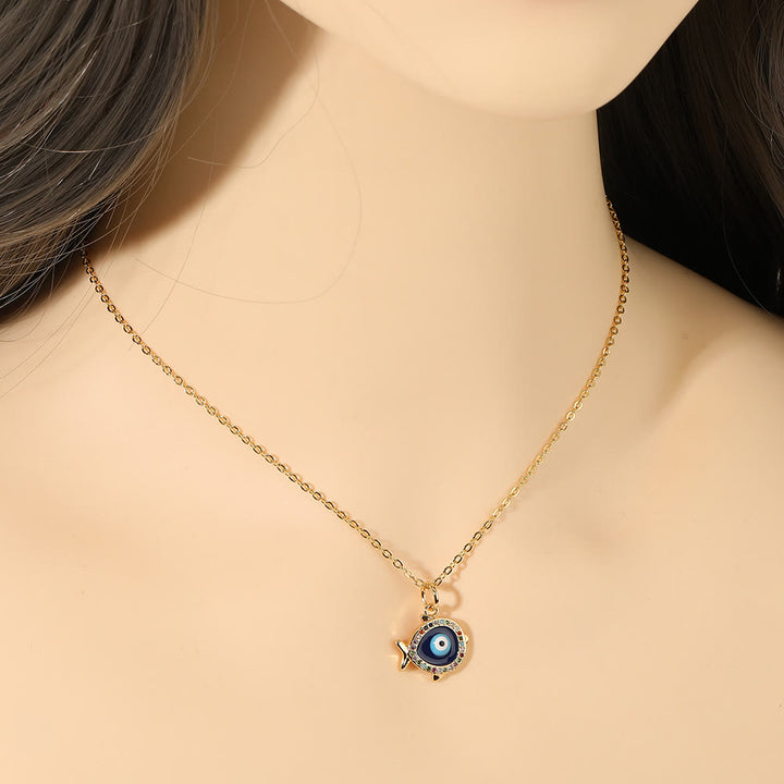 Olivenorma Collana a forma di cuore Hamsa con occhio malvagio in resina epossidica