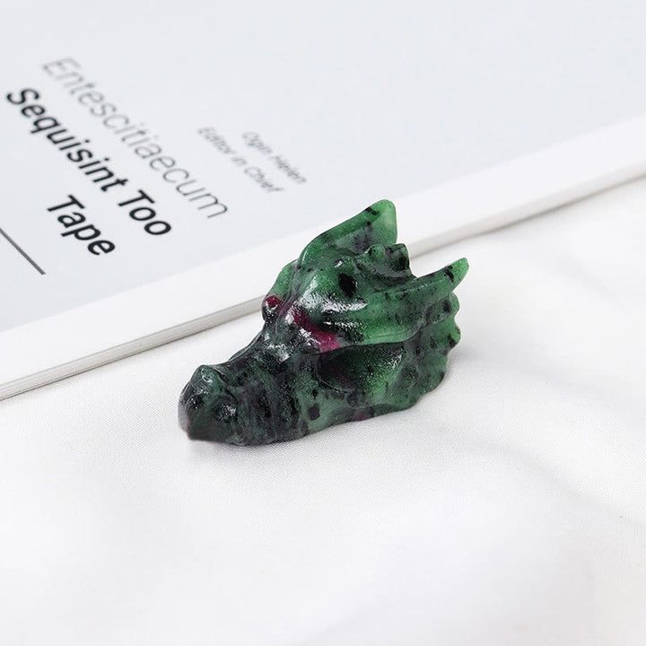Olivenorma 1.5 pollici statua teschio drago di cristallo decorazione pietra preziosa