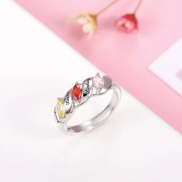 Anello personalizzato e inciso con pietre portafortuna "Memory" Olivenorma