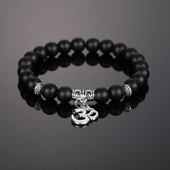 Bracciale con simbolo Om in perline di cristallo naturale Olivenorma