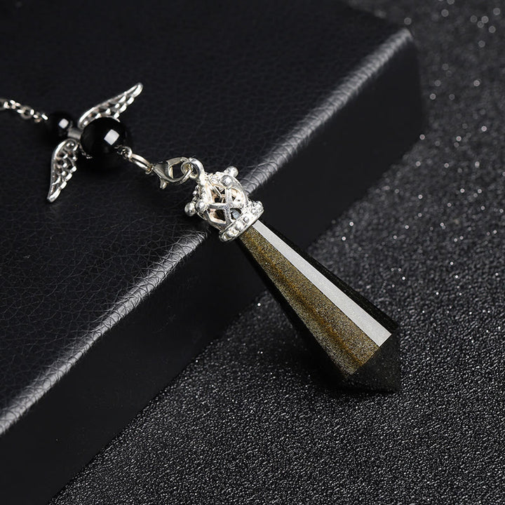 Pendolo con ali d'angelo in cristallo di labradorite Olivenorma