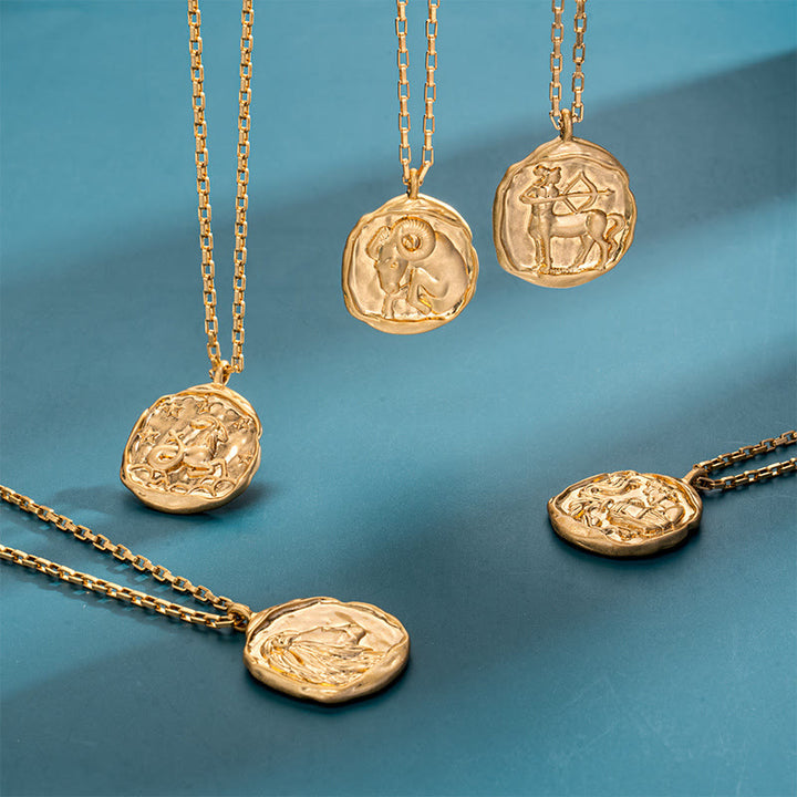 Collana Olivenorma Zodiac in acciaio al titanio placcato oro 18k