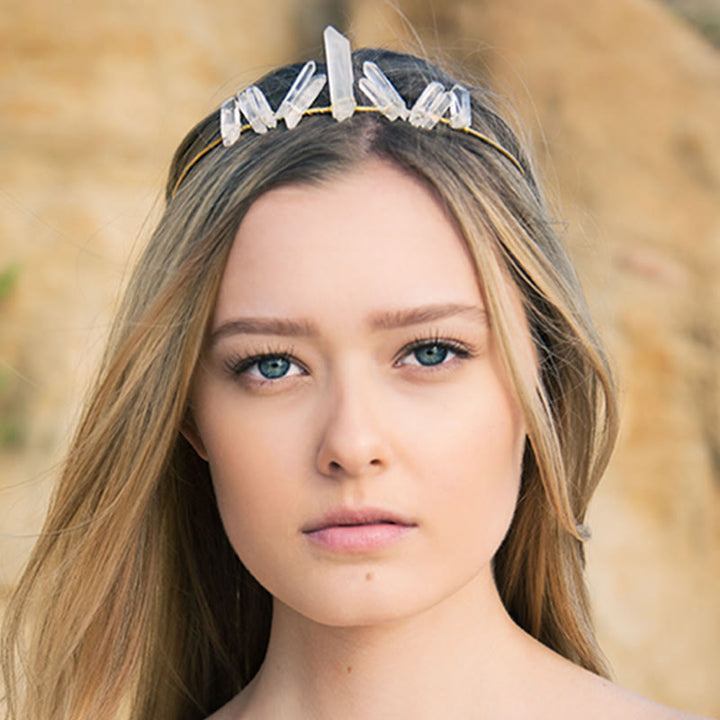 Olivenorma Clear Crystal Minimal Fairy Crystal Crown - image 4