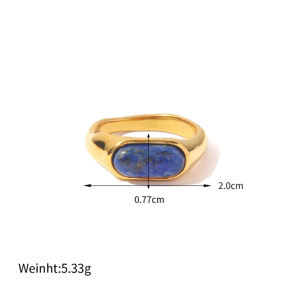 Anello color oro con pietra naturale ovale Olivenorma