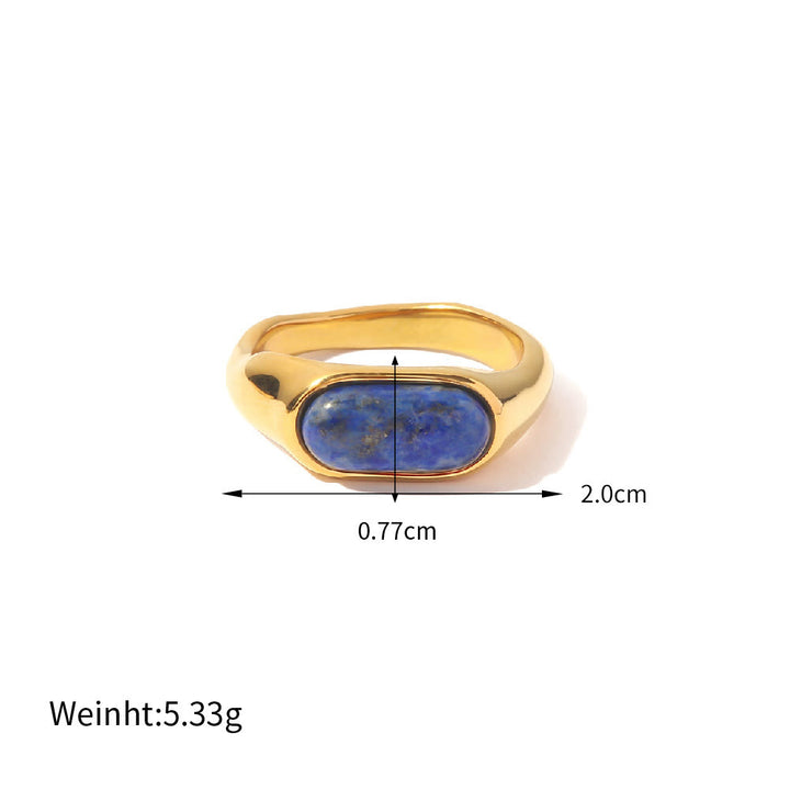 Anello color oro con pietra naturale ovale Olivenorma