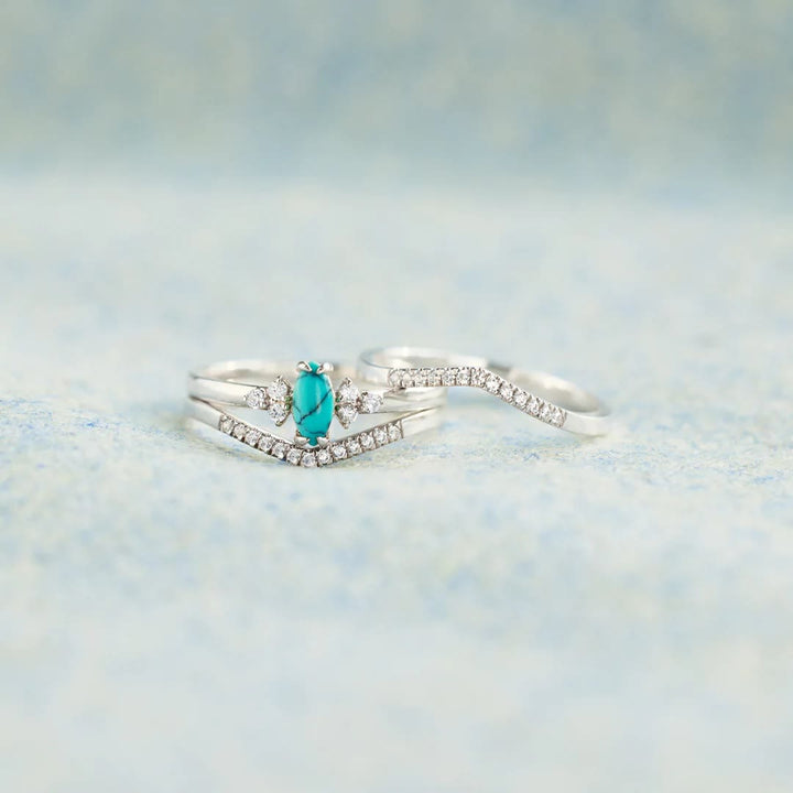 Olivenorma S925 Sterling Silver Turchese Anello in due pezzi