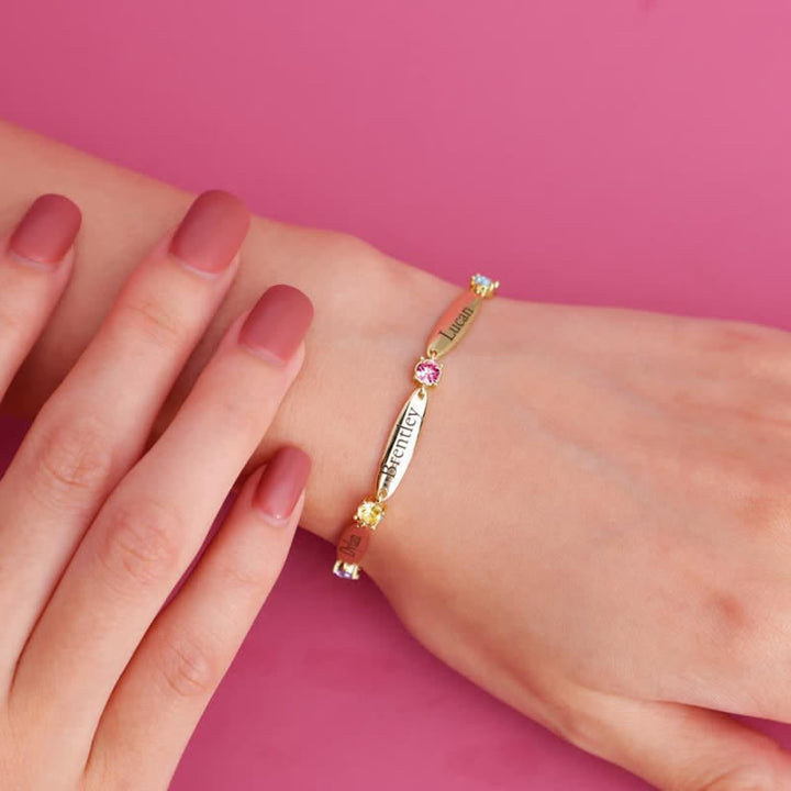 Bracciale con nomi di famiglia e pietre portafortuna Olivenorma
