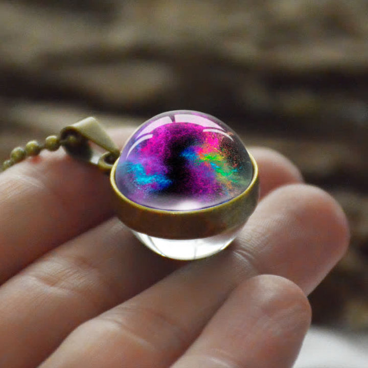 Collana creativa con sfera di vetro e luna e stella