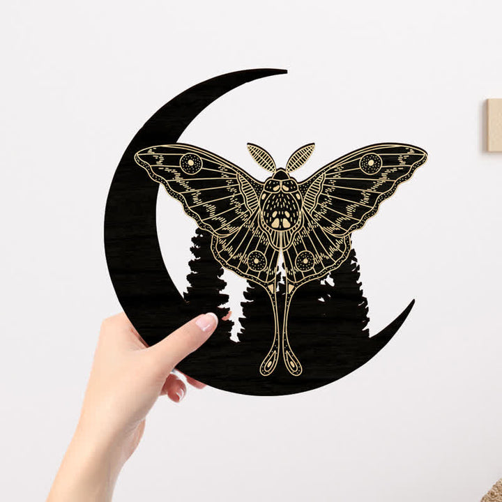 Decorazione da parete in legno Olivenorma Crescent Moon Moth