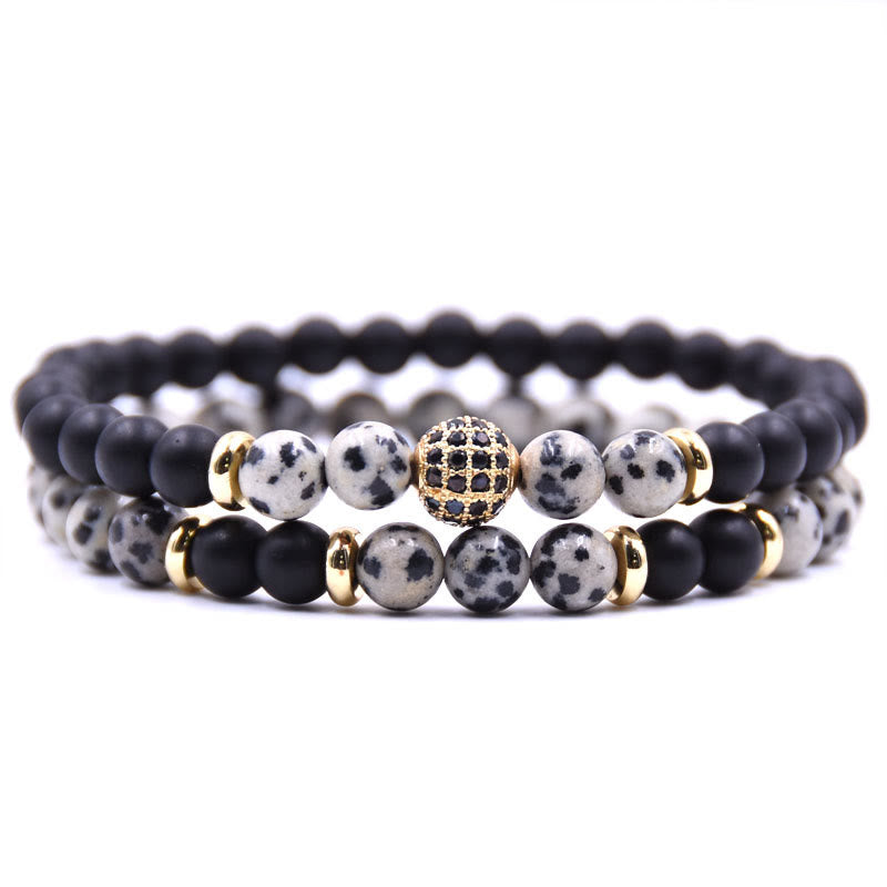 Bracciale da uomo con perline a due strati in cristallo naturale Olivenorma