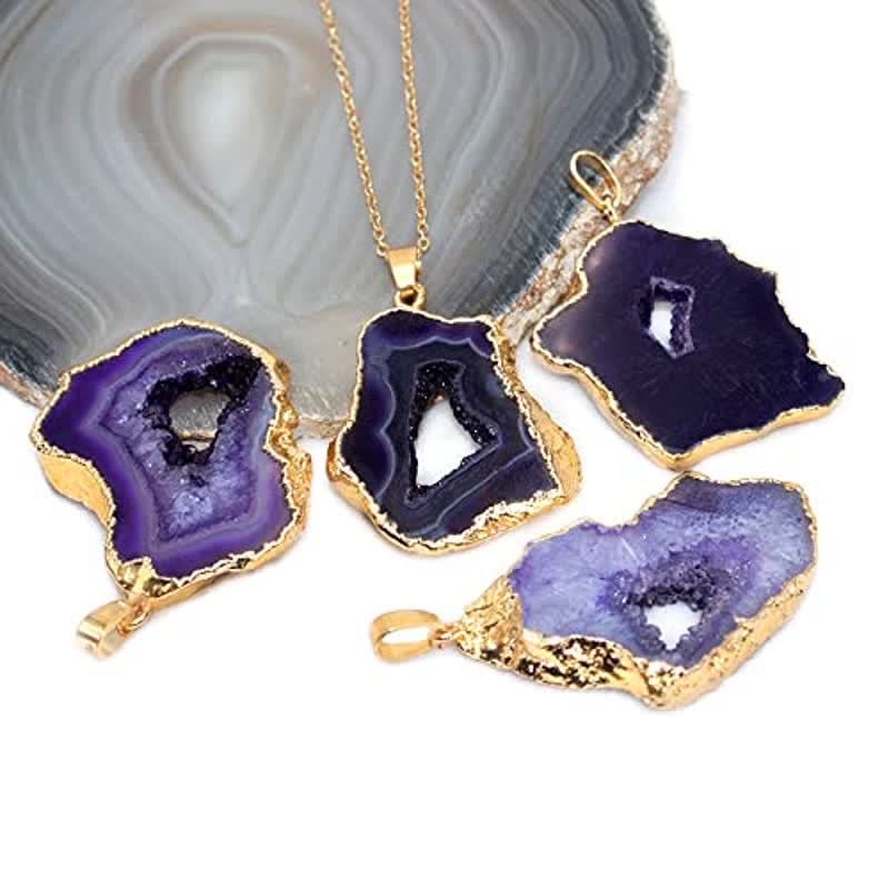 Collana con fetta di cristallo grezzo irregolare Olivenorma