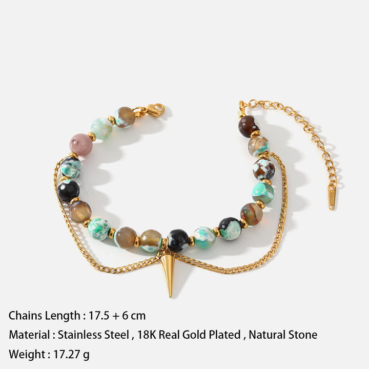 Bracciale Olivenorma multicolore in acciaio inossidabile 18K con turchese africano 