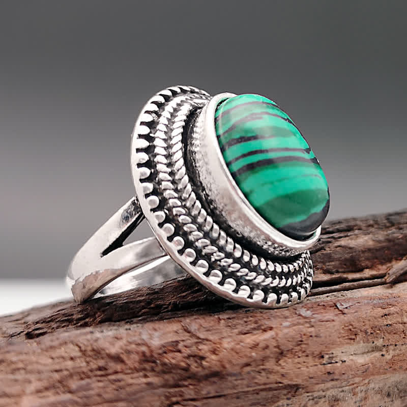 Anello di protezione in malachite naturale