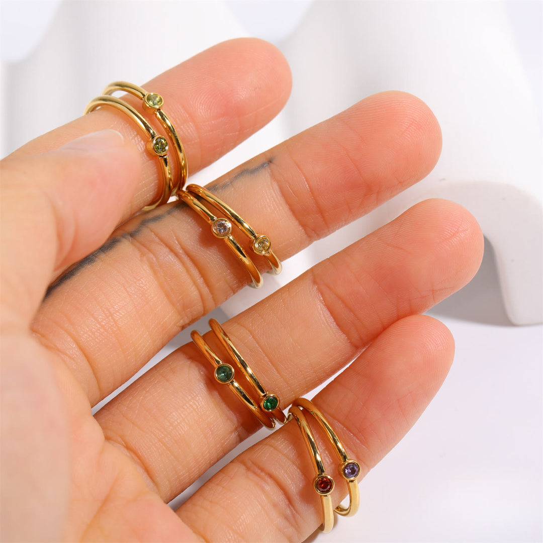 Olivenorma Birthstone Anello sottile per la nascita di 12 mesi