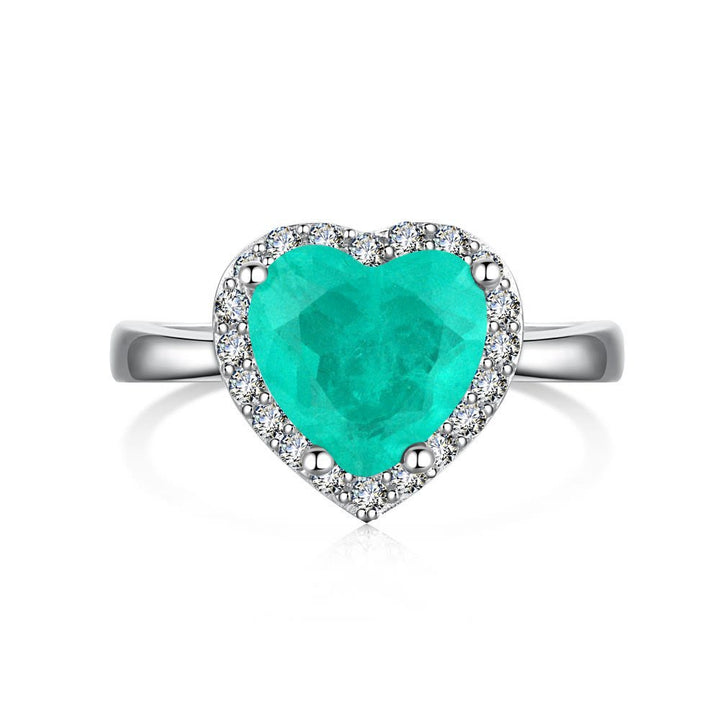 Anello squisito con tormalina Paraiba a forma di cuore Olivenorma