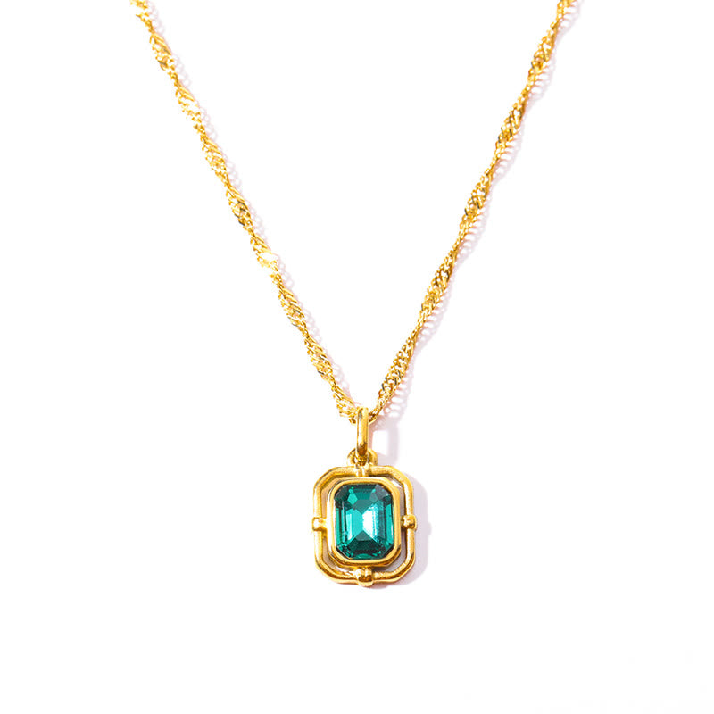 Collana Olivenorma Water Wave Chain Square Zircone Titanio Acciaio