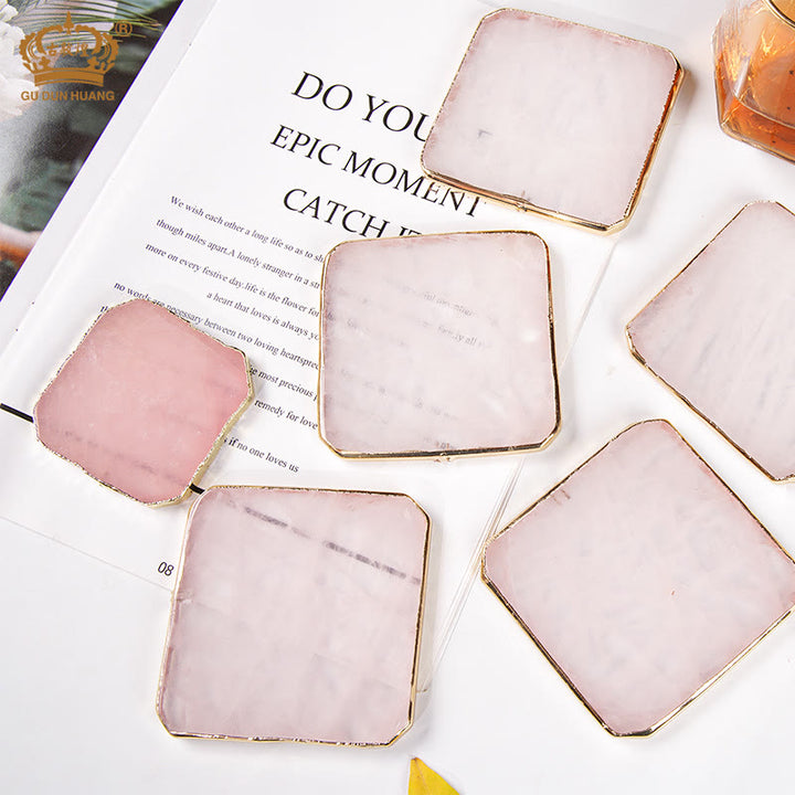 Decorazione con pietra preziosa per sottobicchiere in quarzo rosa Olivenorma