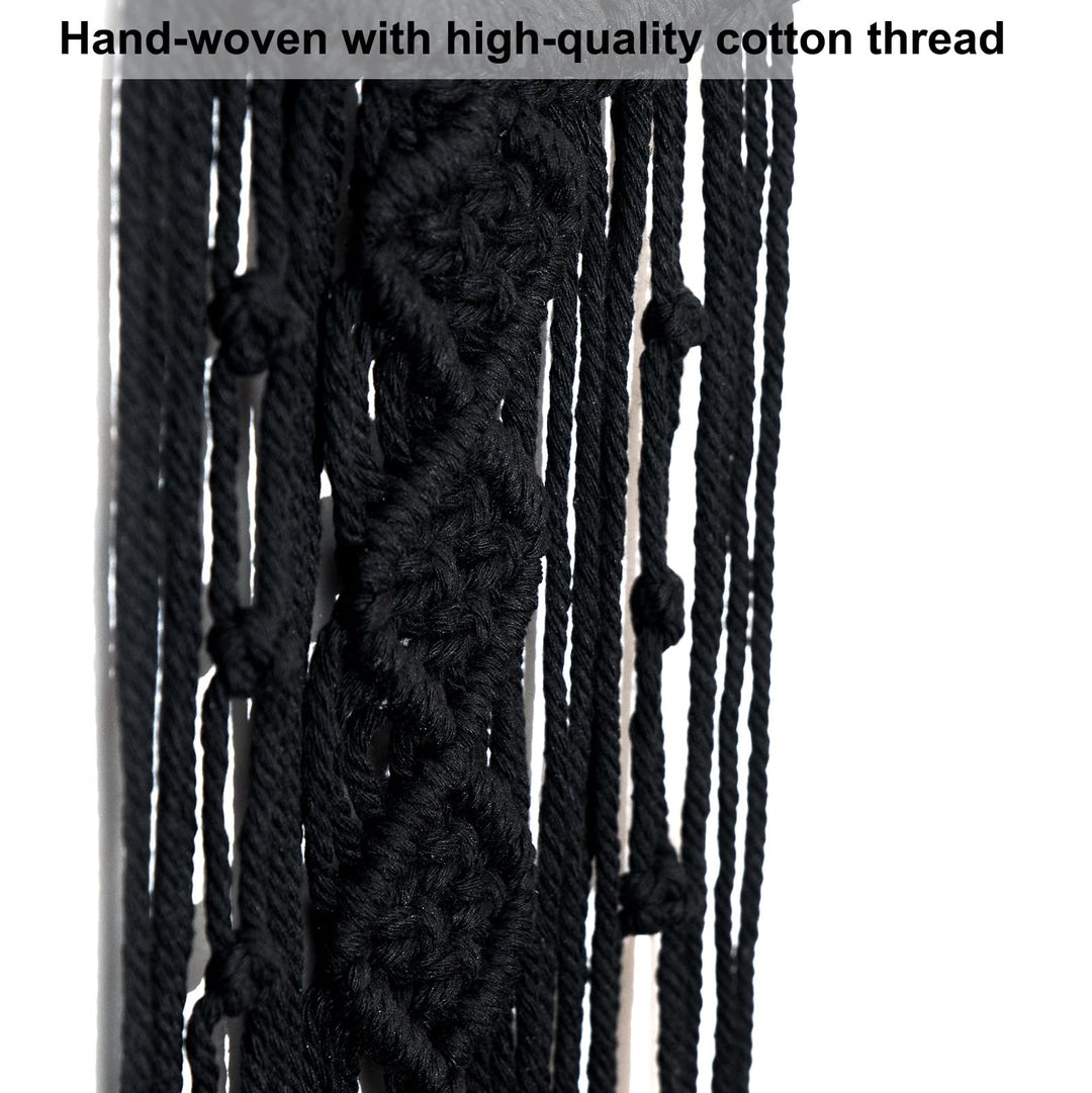 Olivenorma Acchiappasogni con nappa in macramè a forma di luna in onice nero 