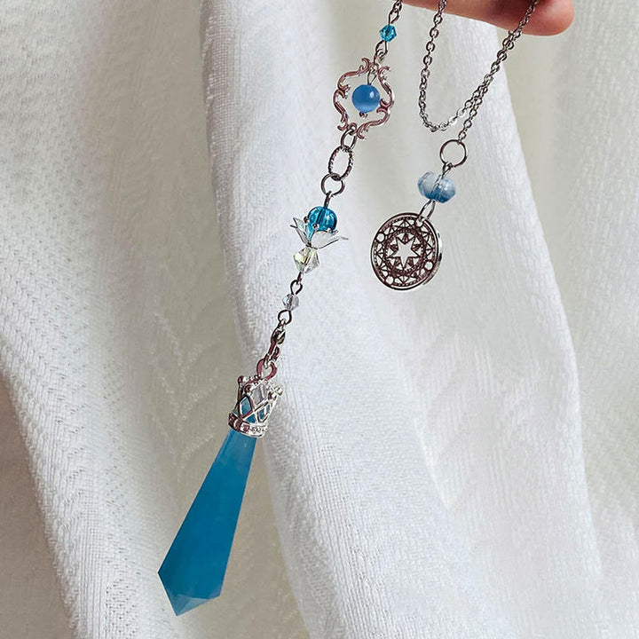 Olivenorma Acquamarina Corna Corona Catena Argento Pendolo 