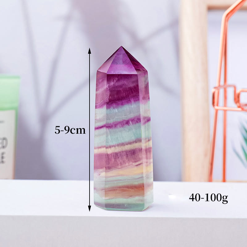 Olivenorma Natural Rainbow Fluorite Esagonale Pilastri Bacchette di Cristallo