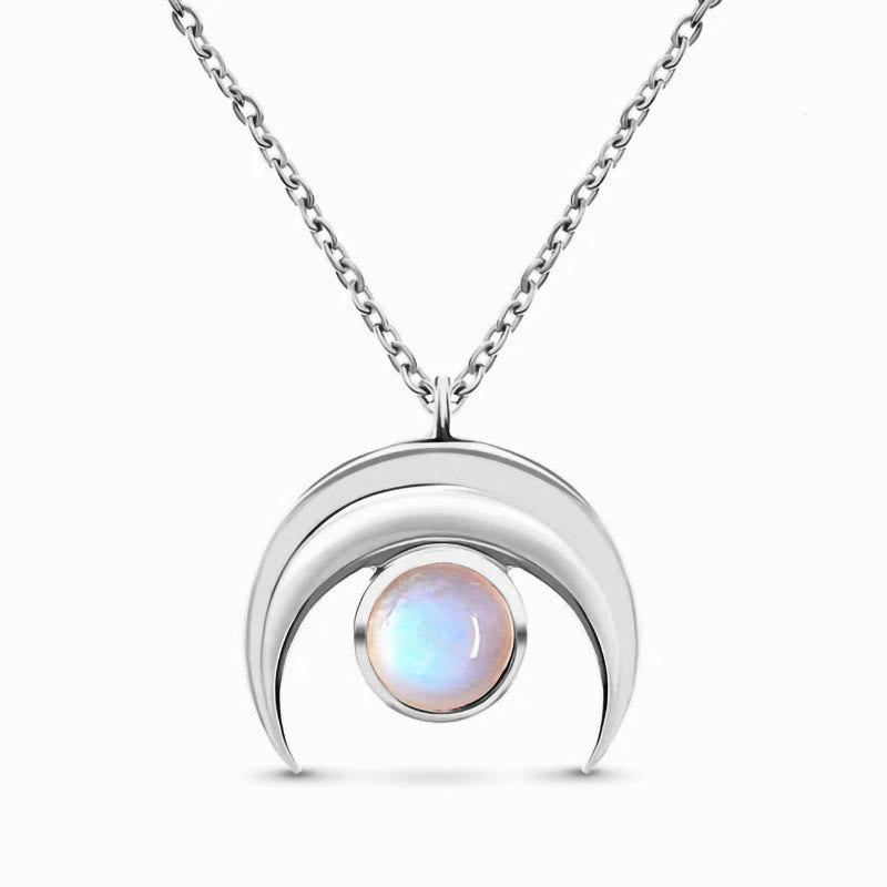 Collana con ciondolo a forma di luna in pietra di luna naturale Olivenorma