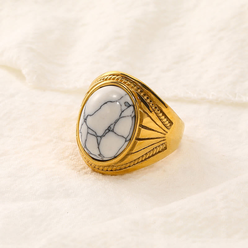 Anello in acciaio inossidabile con pietra preziosa naturale Olivenorma