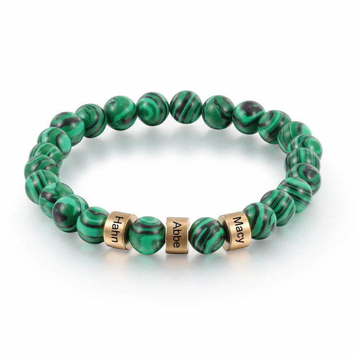 Olivenorma Bracciale da uomo con perline personalizzate con incisione su pietra naturale