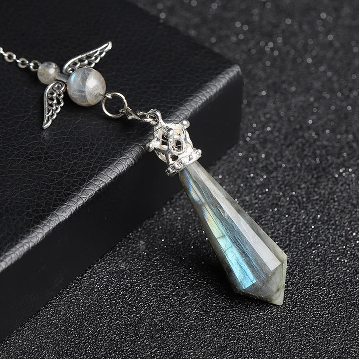 Pendolo con ali d'angelo in cristallo di labradorite Olivenorma