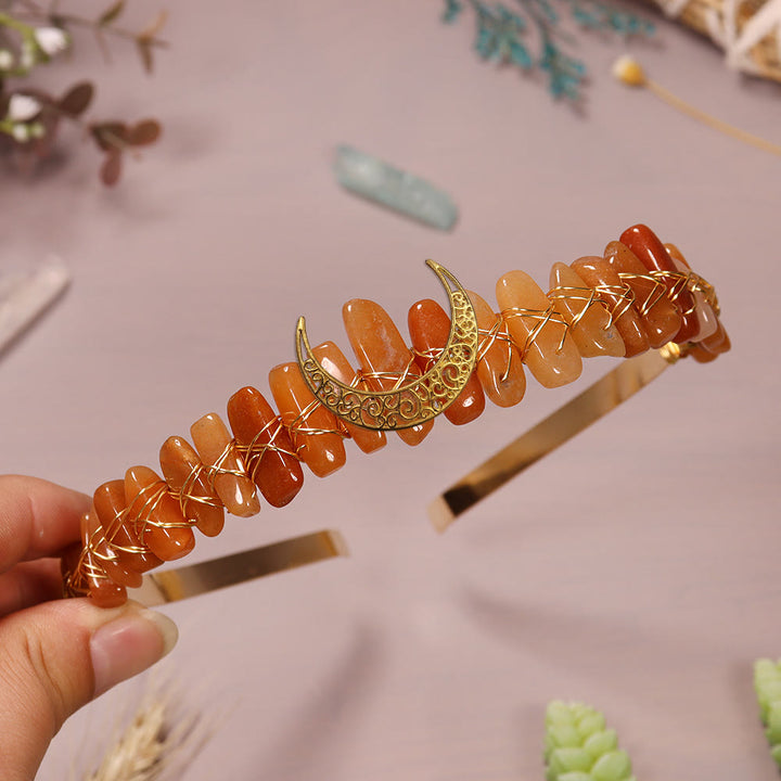 Olivenorma Pietra Naturale Filo d'Oro Corona di Cristallo Lunare