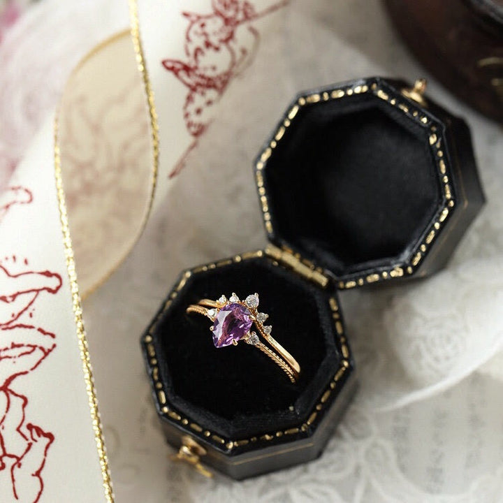Anello Olivenorma Teardrop Ametista Zircone Bianco