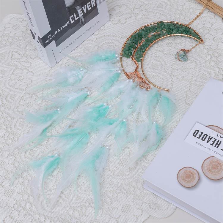 Olivenorma Ghiaia naturale intrecciata Albero della vita Luna Dream Catcher