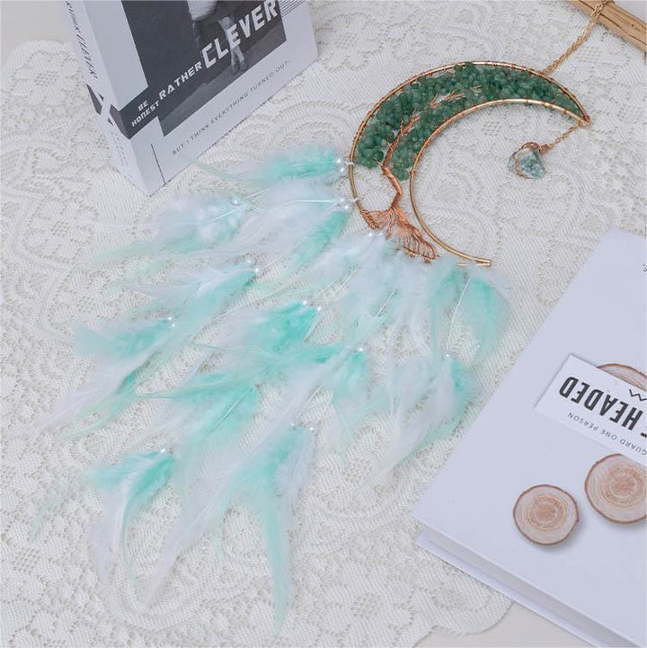 Olivenorma Ghiaia naturale intrecciata Albero della vita Luna Dream Catcher