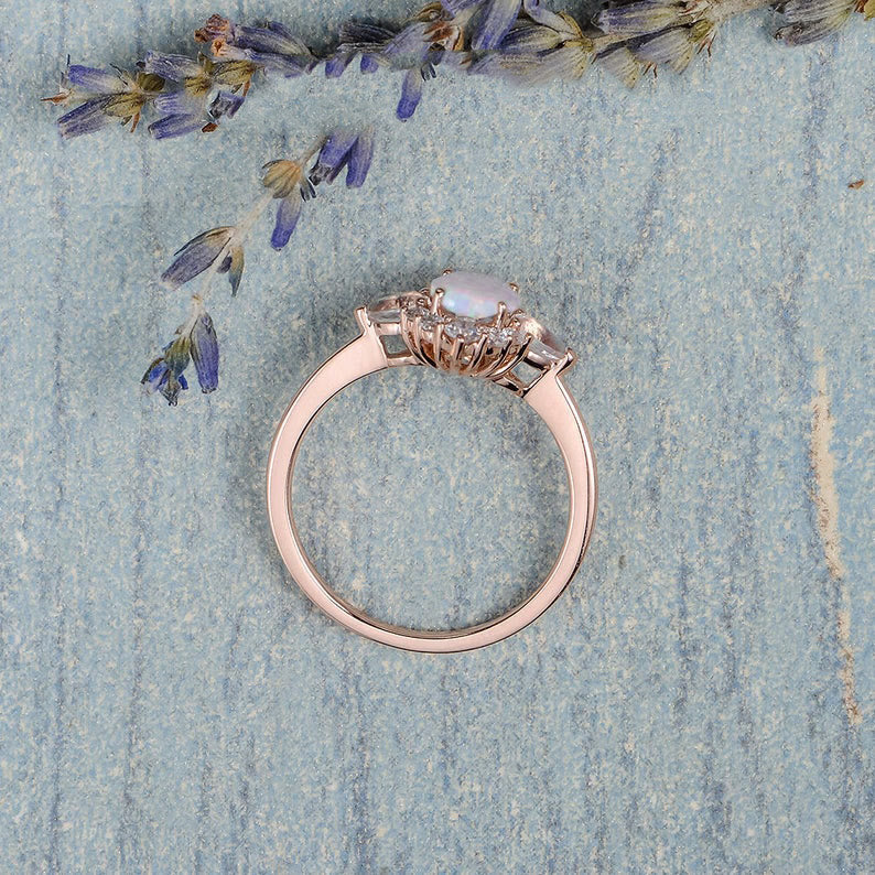 Anello da donna Olivenorma Opal Moonstone White Zircon